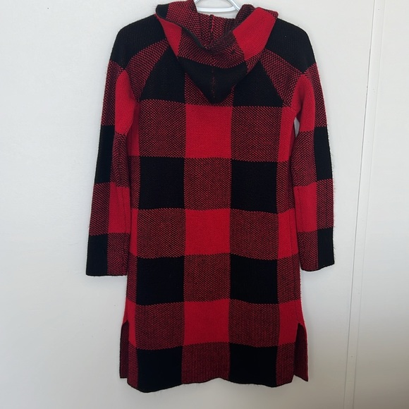 Red and Black Plaid Long Cardigan Cozy XS Kismet - Picture 2 of 3
